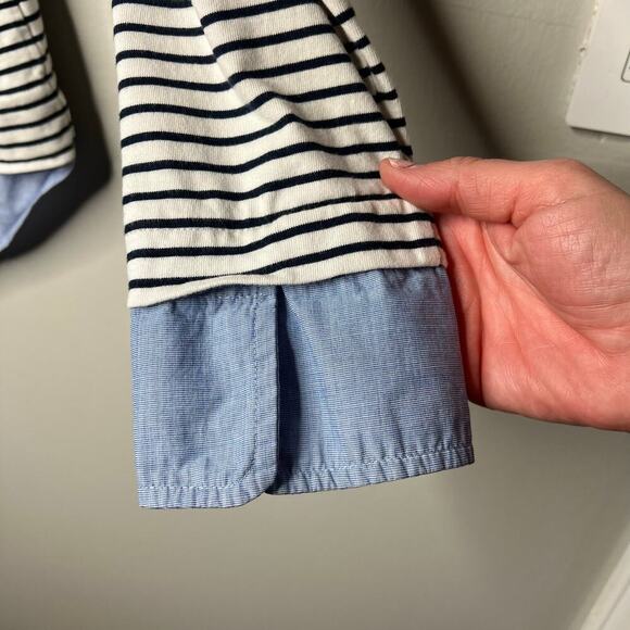 J. Crew Womens L Breton Stripe Shirt Cuffed Boatneck Nautical Preppy 100% Cotton - Picture 5 of 8